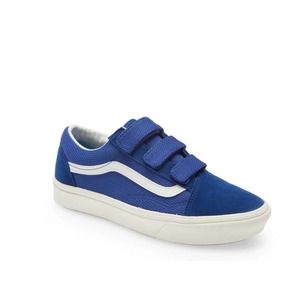 NEW Vans Mens Comfycush Old Skool Blue White Velcro Low Top Sneaker Shoes 7.5